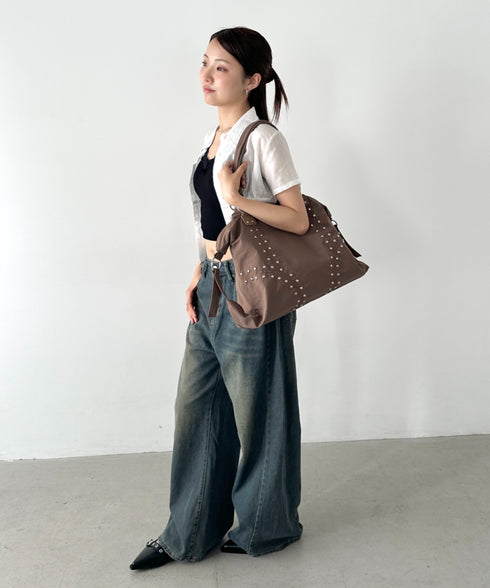 スタッズナイロンボストンバッグ | BA1255024 | ブラウン