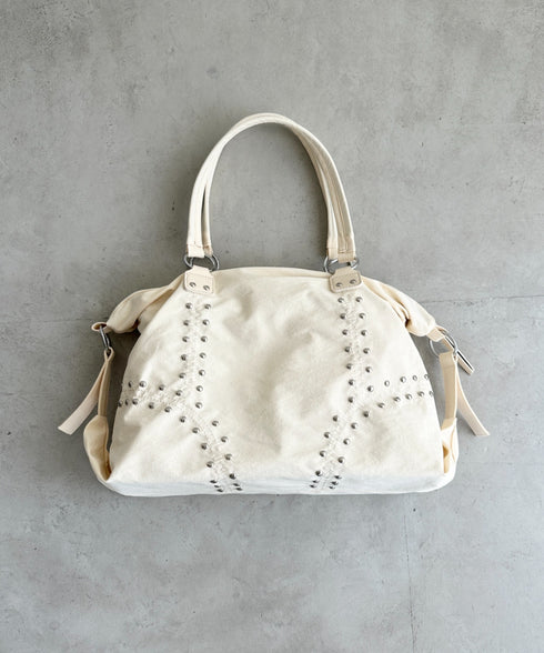 スタッズナイロンボストンバッグ | BA1255024 | アイボリー