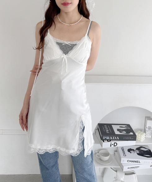 スリットレースランジェリーキャミワンピース | LO2255217 | ホワイト