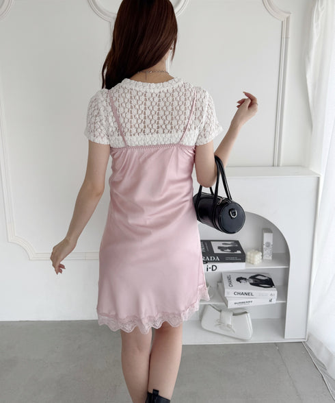 スリットレースランジェリーキャミワンピース | LO2255217 | ピンク