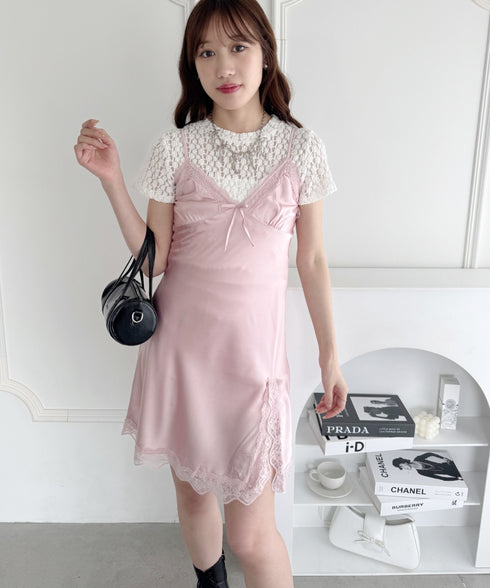 スリットレースランジェリーキャミワンピース | LO2255217 | ピンク