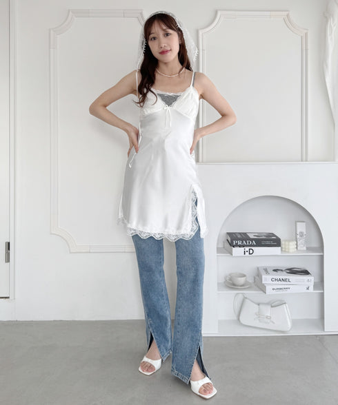 スリットレースランジェリーキャミワンピース | LO2255217 | ホワイト