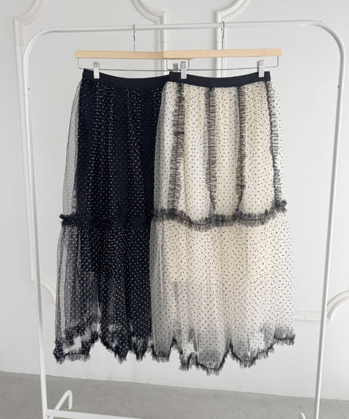 バイカラードットチュールスカート | LO2255219 | アイボリー