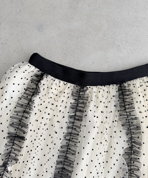 バイカラードットチュールスカート | LO2255219 | アイボリー