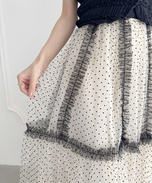 バイカラードットチュールスカート | LO2255219 | アイボリー