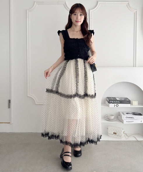 バイカラードットチュールスカート | LO2255219 | アイボリー