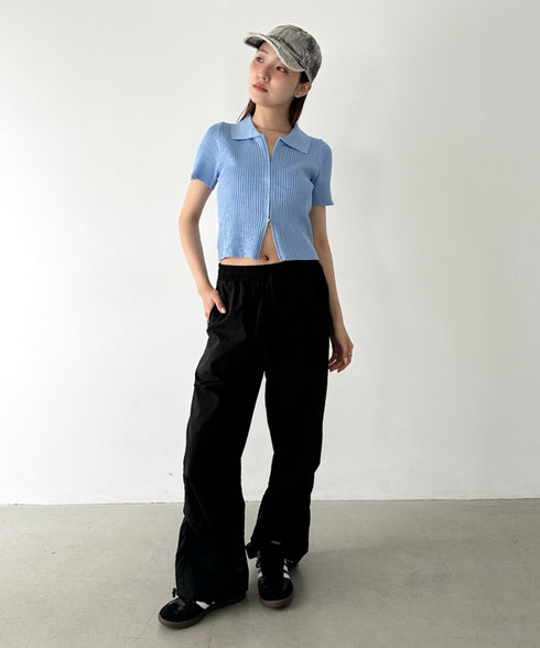 フロントダブルジップリブトップス | BA2252008 | ブルー