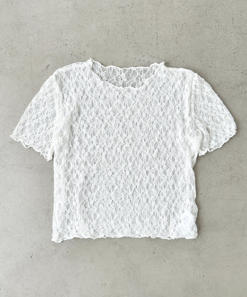 総レースシアー半袖トップス | BA2252010 | ホワイト