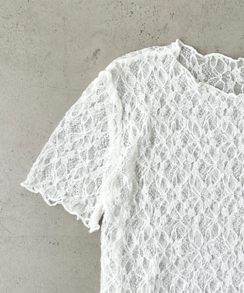 総レースシアー半袖トップス | BA2252010 | ホワイト