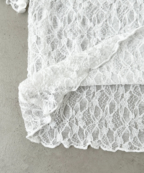 総レースシアー半袖トップス | BA2252010 | ホワイト