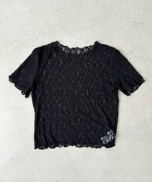 総レースシアー半袖トップス | BA2252010 | ブラック