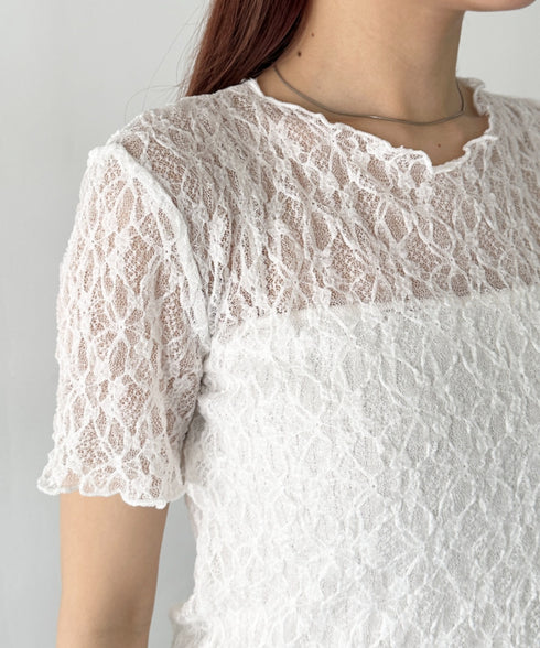 総レースシアー半袖トップス | BA2252010 | ホワイト
