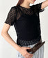 総レースシアー半袖トップス | BA2252010 | ブラック