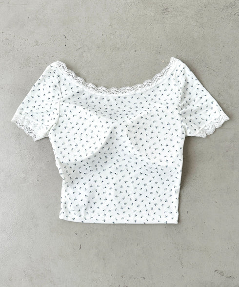 カップ付き小花柄レーストップス | BA2252013 | ホワイト