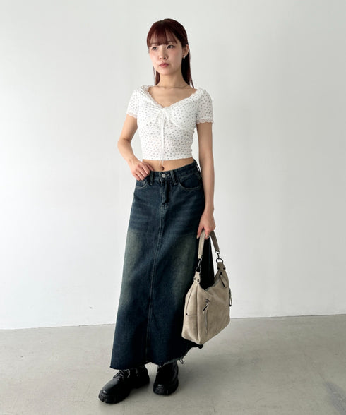 カップ付き小花柄レーストップス | BA2252013 | ホワイト