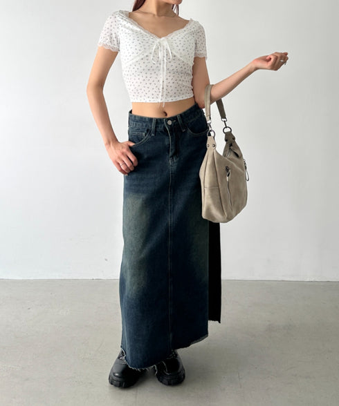 カップ付き小花柄レーストップス | BA2252013 | ホワイト