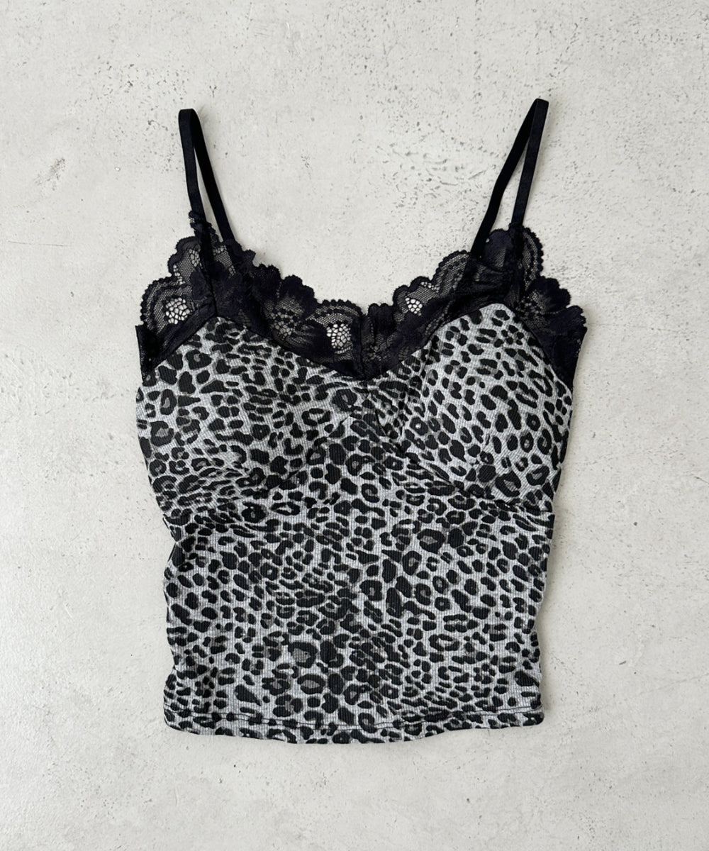 カップ付きレオパードレースキャミソール | BA2255031 | グレー
