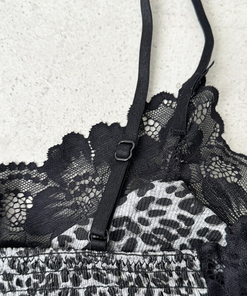 カップ付きレオパードレースキャミソール | BA2255031 | グレー