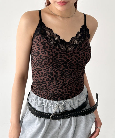 カップ付きレオパードレースキャミソール | BA2255031 | ブラウン