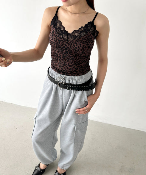 カップ付きレオパードレースキャミソール | BA2255031 | ブラウン
