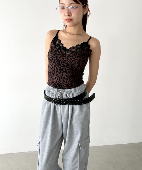 カップ付きレオパードレースキャミソール | BA2255031 | ブラウン