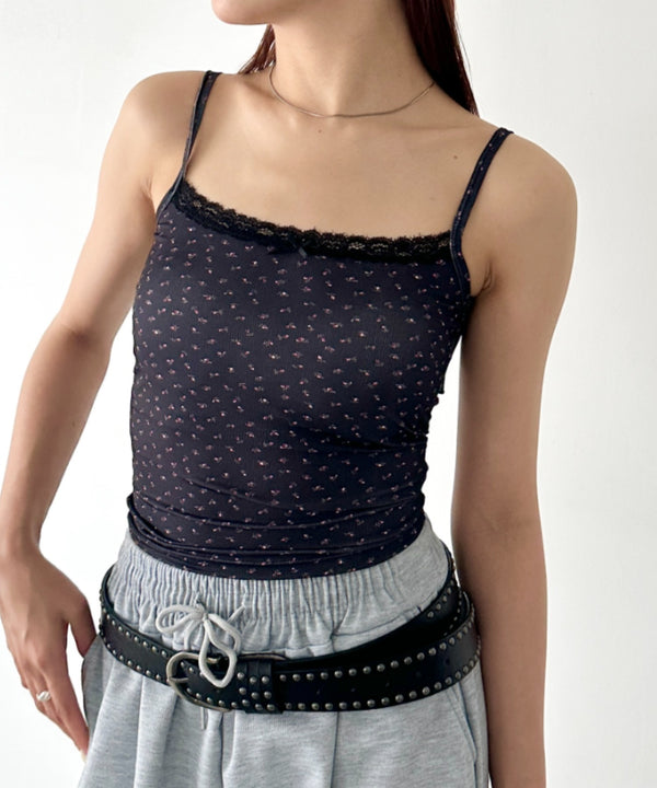 カップ付き小花柄レースキャミソール | BA2255032 | ブラック