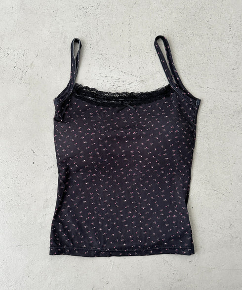 カップ付き小花柄レースキャミソール | BA2255032 | ブラック