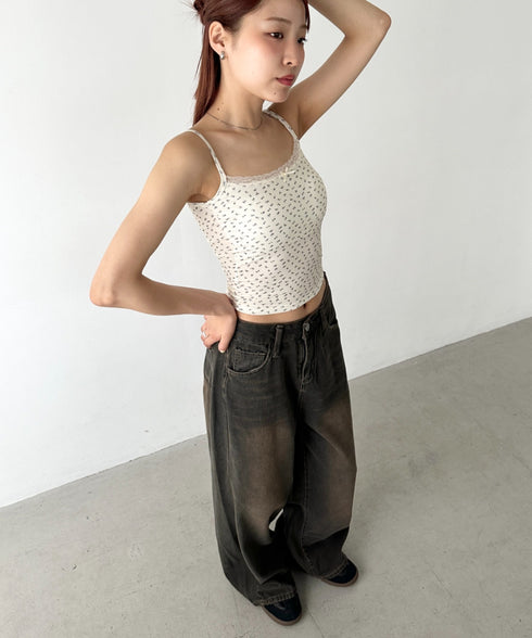 カップ付き小花柄レースキャミソール | BA2255032 | アイボリー