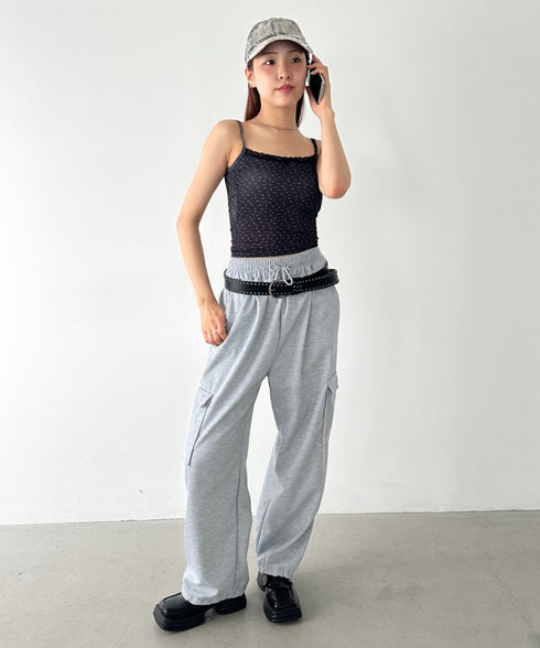 カップ付き小花柄レースキャミソール | BA2255032 | ブラック