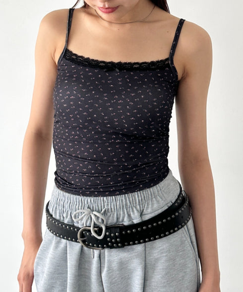 カップ付き小花柄レースキャミソール | BA2255032 | ブラック