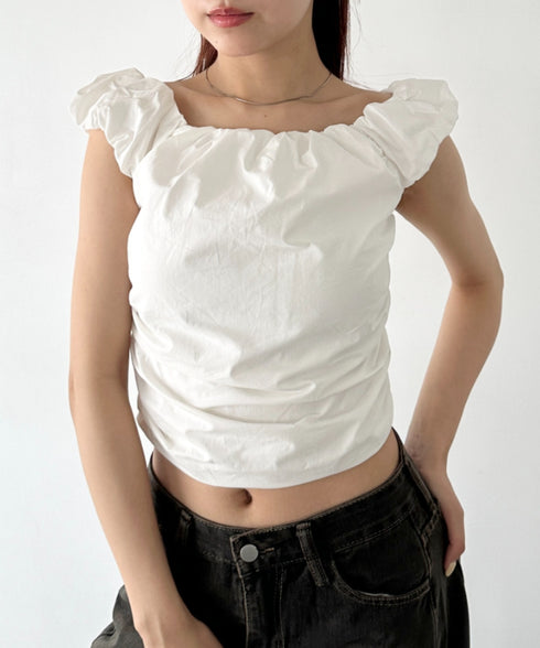 ギャザーデザインノースリーブシャツ | BA2252014 | ホワイト