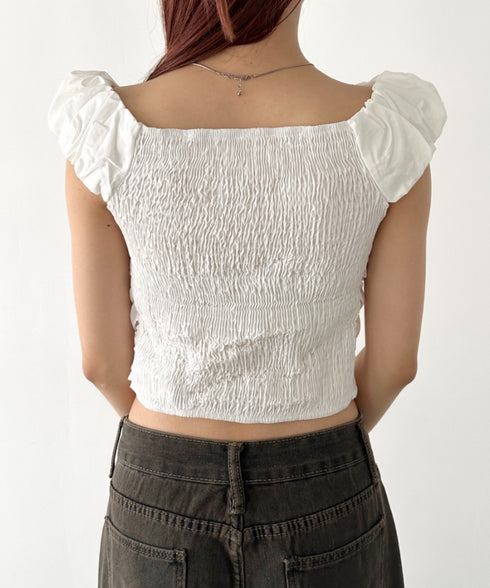 ギャザーデザインノースリーブシャツ | BA2252014 | ホワイト