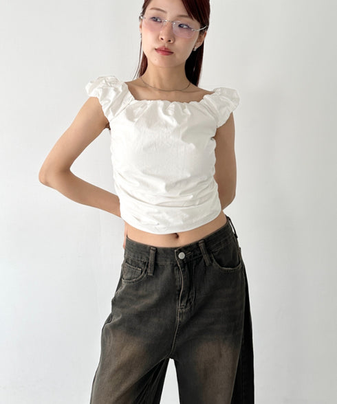 ギャザーデザインノースリーブシャツ | BA2252014 | ホワイト