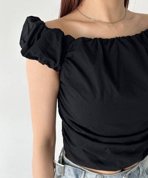 ギャザーデザインノースリーブシャツ | BA2252014 | ブラック