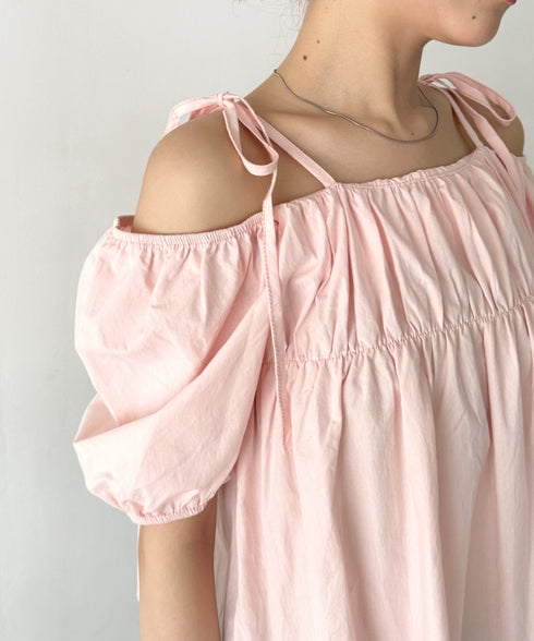 肩リボンギャザーオフショルブラウス | BA2252015 | ピンク