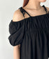 肩リボンギャザーオフショルブラウス | BA2252015 | ブラック