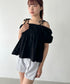 肩リボンギャザーオフショルブラウス | BA2252015 | ブラック