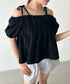 肩リボンギャザーオフショルブラウス | BA2252015 | ブラック