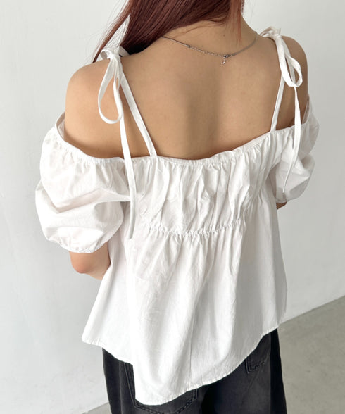 肩リボンギャザーオフショルブラウス | BA2252015 | ホワイト