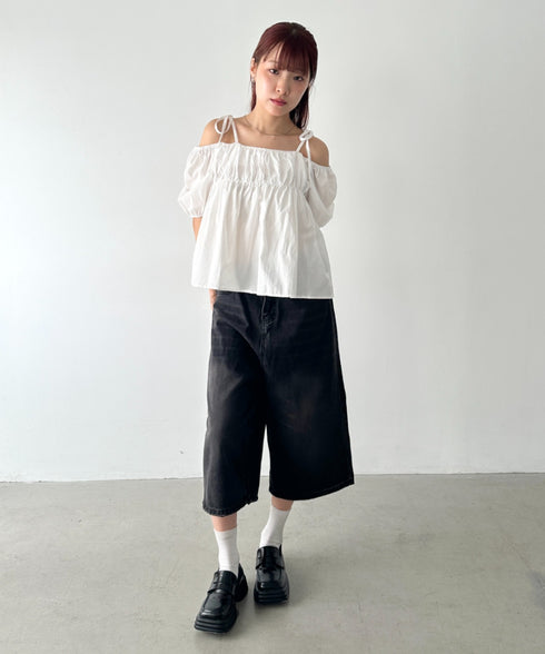 肩リボンギャザーオフショルブラウス | BA2252015 | ホワイト