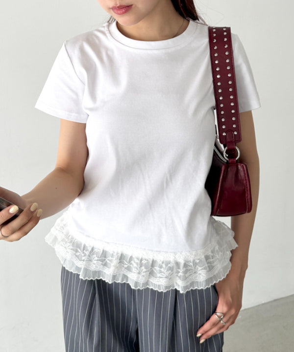裾レースデザインTシャツ | BA2252016 | ホワイト