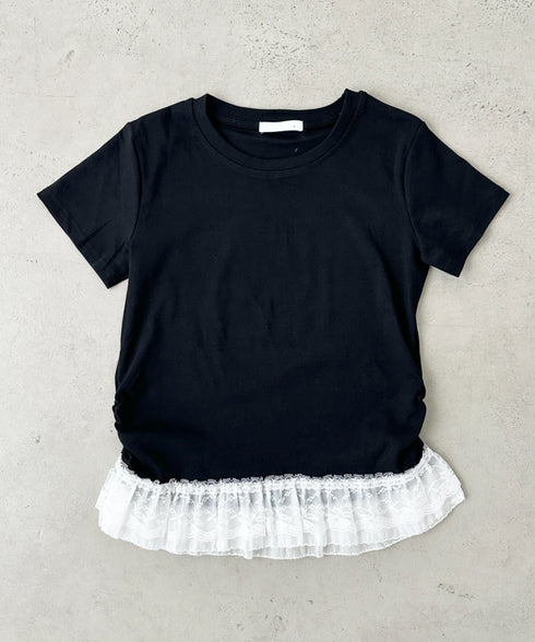 裾レースデザインTシャツ | BA2252016 | ブラック