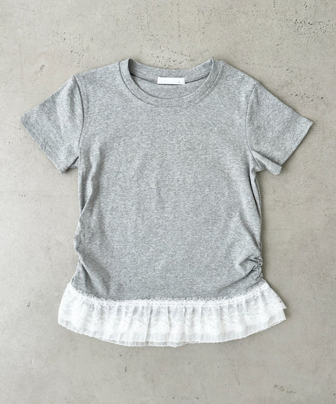 裾レースデザインTシャツ | BA2252016 | グレー