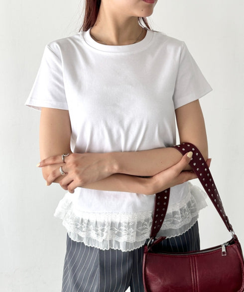 裾レースデザインTシャツ | BA2252016 | ホワイト