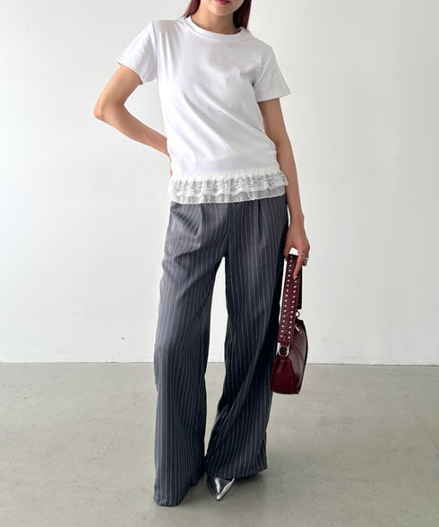 裾レースデザインTシャツ | BA2252016 | ホワイト