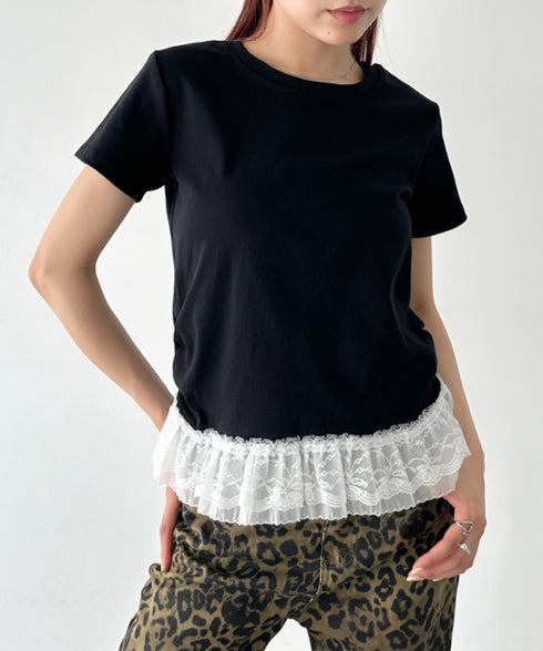 裾レースデザインTシャツ | BA2252016 | ブラック