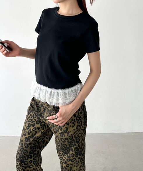 裾レースデザインTシャツ | BA2252016 | ブラック