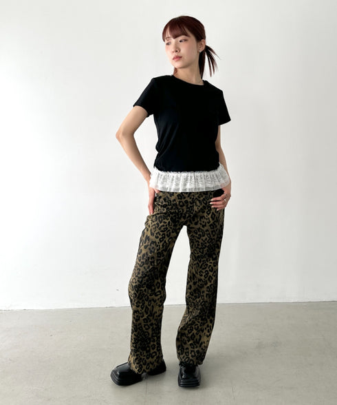 裾レースデザインTシャツ | BA2252016 | ブラック