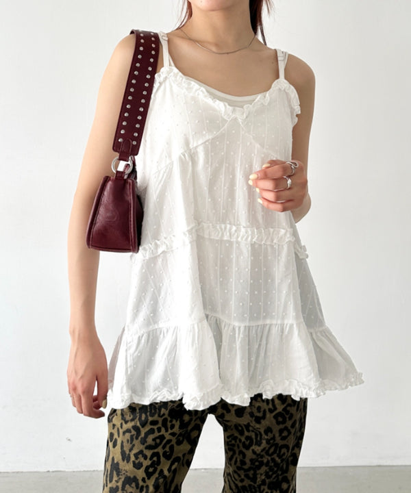 コットンフリルドットキャミワンピース | BA2255033 | ホワイト