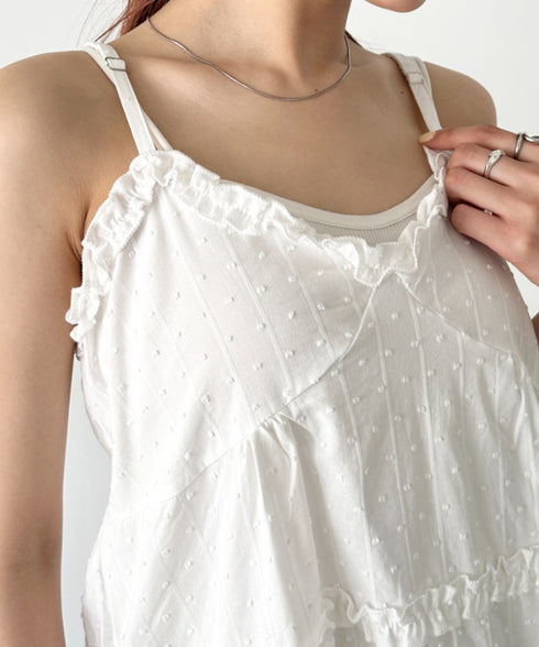 コットンフリルドットキャミワンピース | BA2255033 | ホワイト